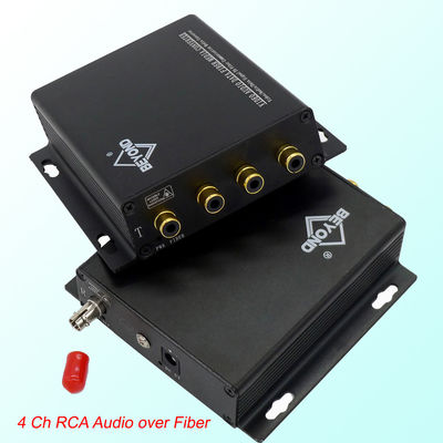 4Ch Audio to Fiber Optic Converter Extender RCA Audio Connector