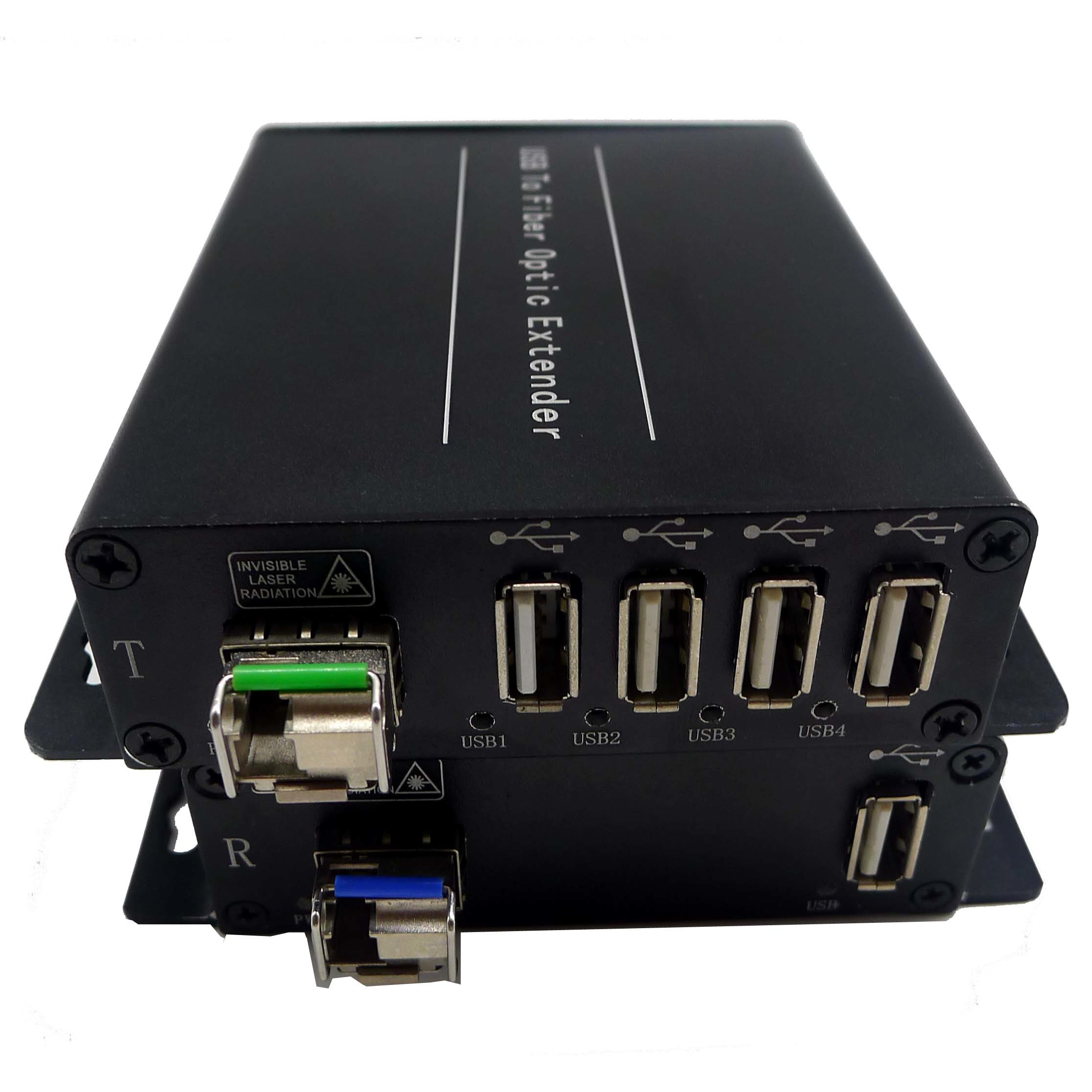 Long Distance Transmit 4 port Fiber Optic USB Extender For Camera Printer